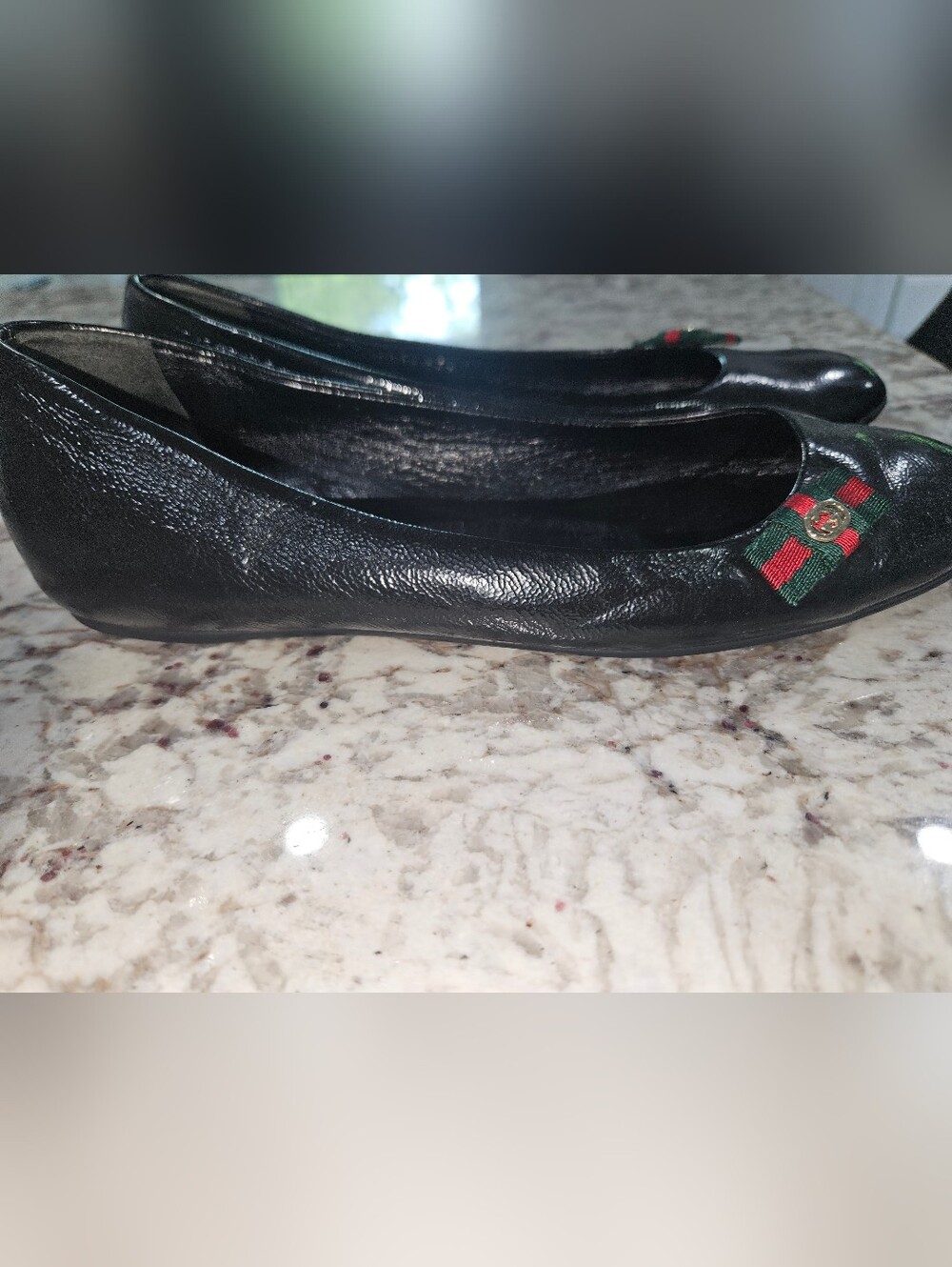 GUCCI Black Leather Ballet Flats 7